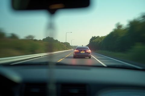 Vignette on a rental car windshield
