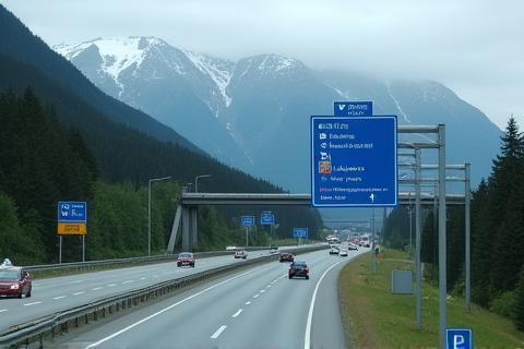 Swiss motorway sign and well-maintained road